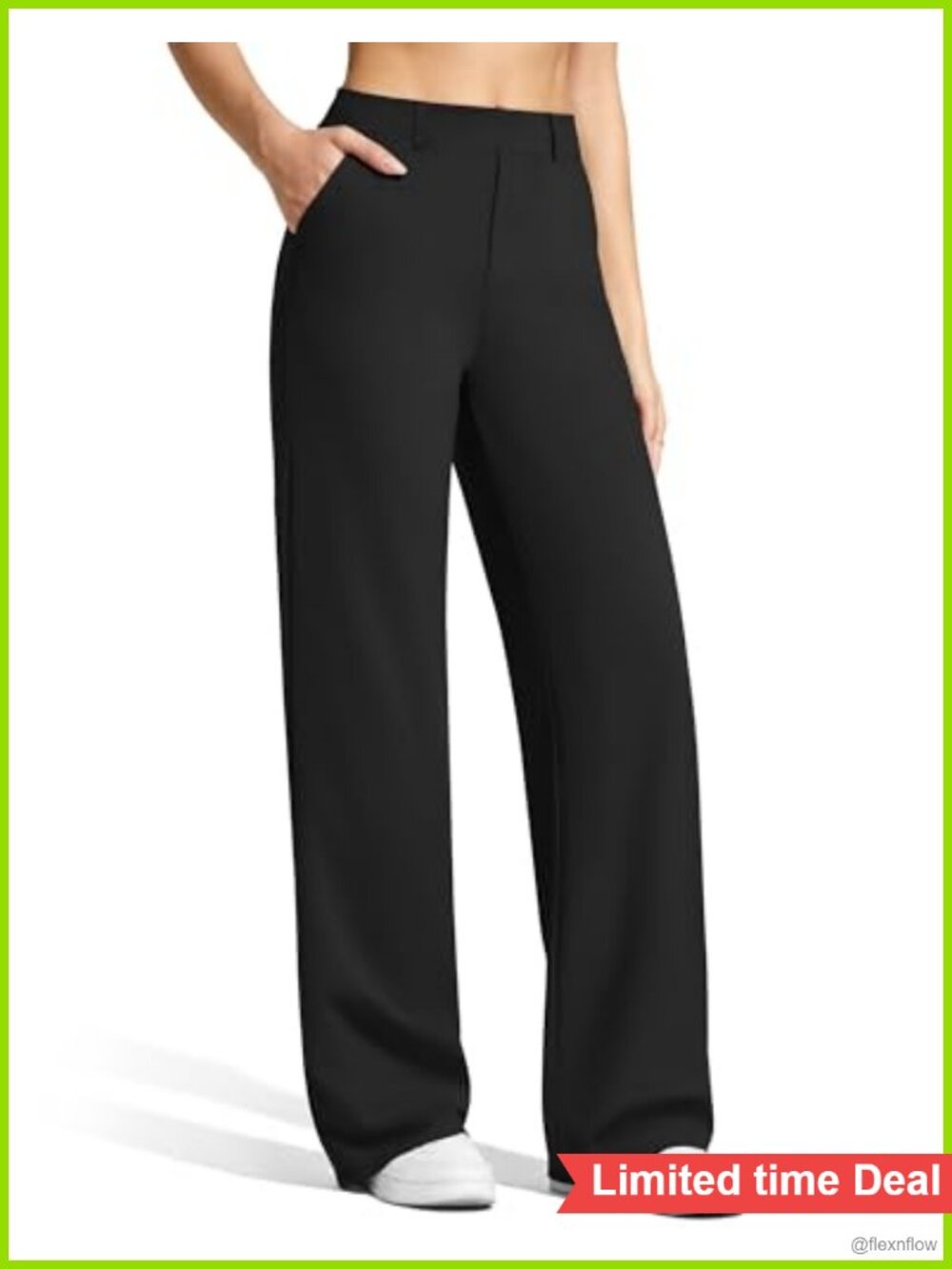 Wide Leg Dress Pants Pull On High Rise with Pockets Belt Loops Office